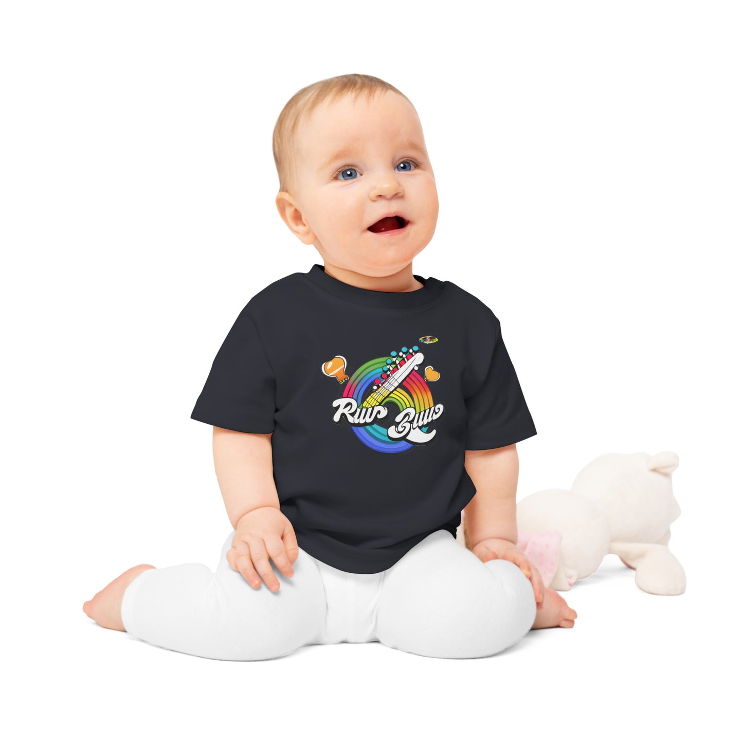 Cute Rainbow Making Music logo Baby T-Shirt-MyBrightSideClothing