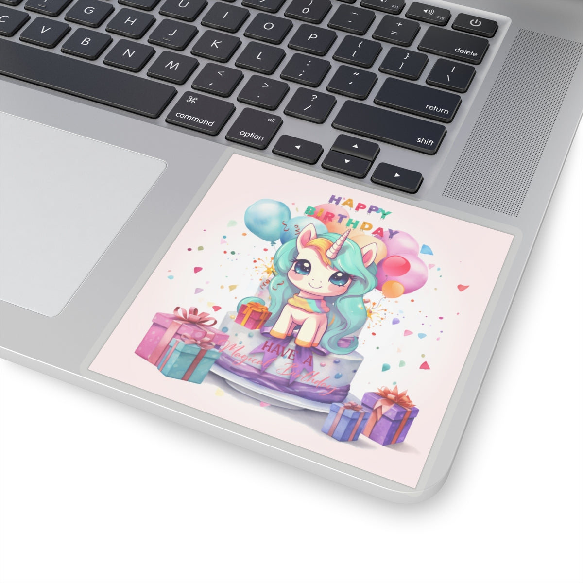 Cute Happy Birthday Pastel Unicorn Kiss-Cut Sticker--My Bright Side Clothing