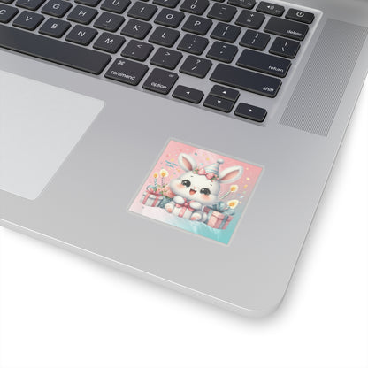 Cute Bunny Happy Birthday Kiss-Cut Sticker-My Bright Side Clothing