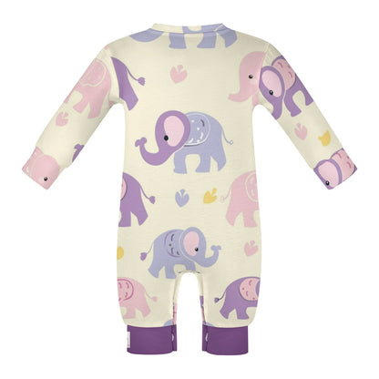 Cute Pink & Purple Elephants Baby romper - My Brightside Clothing