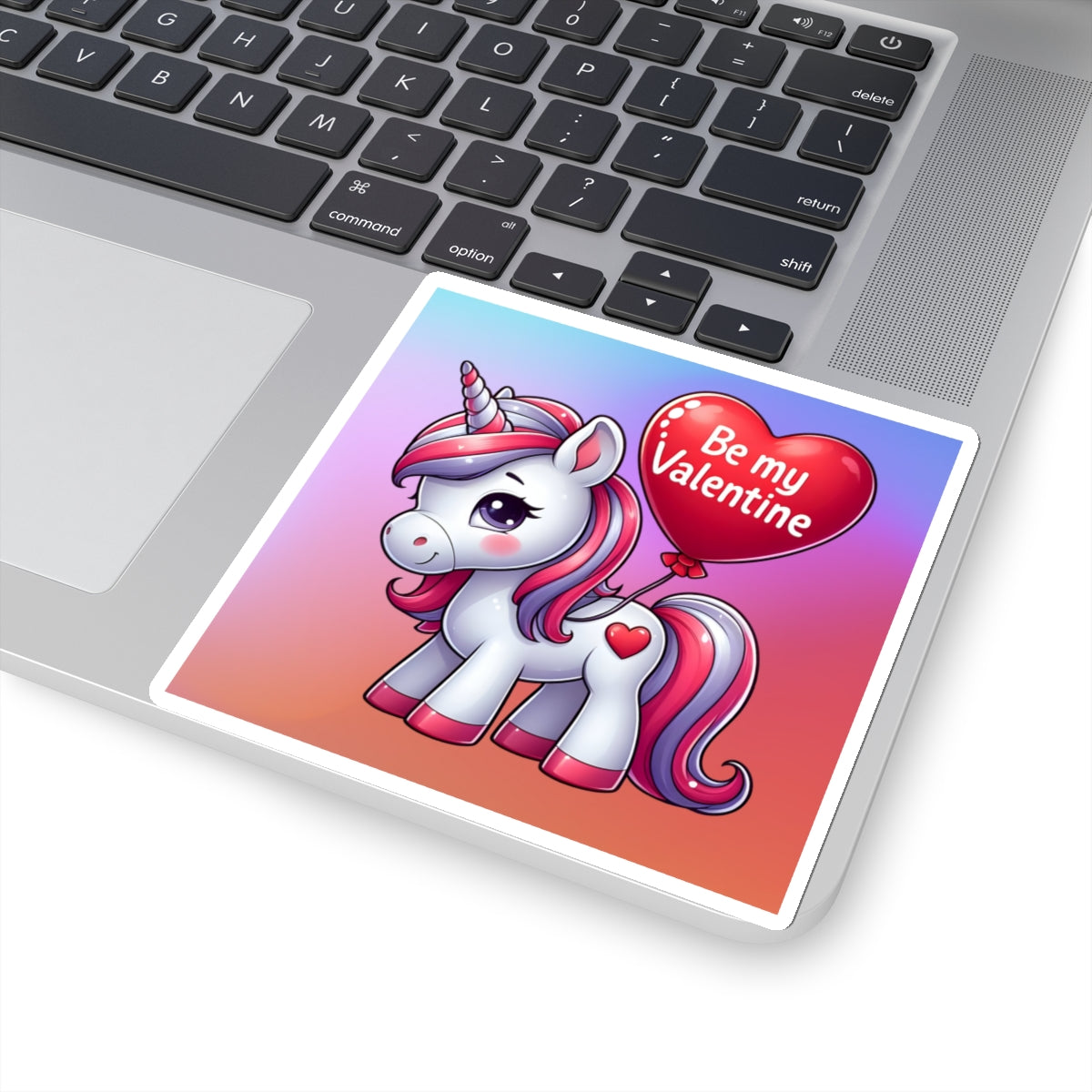 Cute and Sweet Rainbow Unicorn Happy Valentine Kiss Cut Sticker --My Bright Side Clothing