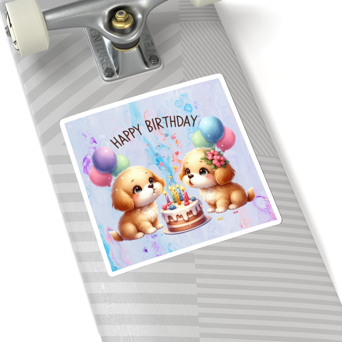 Cute Puppies Happy Birthday Kiss-Cut Sticker-My Bright Side Clothing