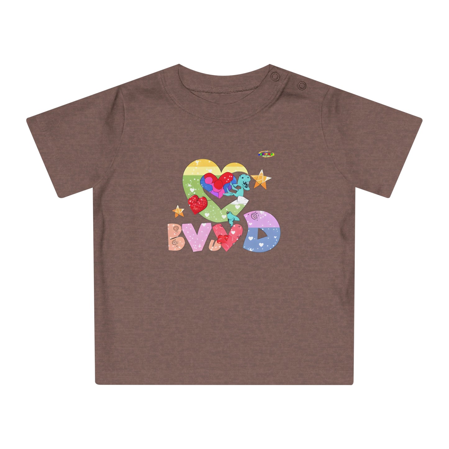 Cute Roaring Love Dino Graphic Baby T-Shirt-mybrigtsideclothing.com