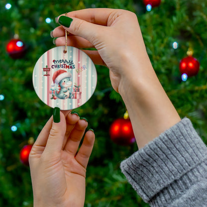 Cute Pastel Baby Dino Christmas Ceramic Ornament(1of 2) --My Bright Side Clothing