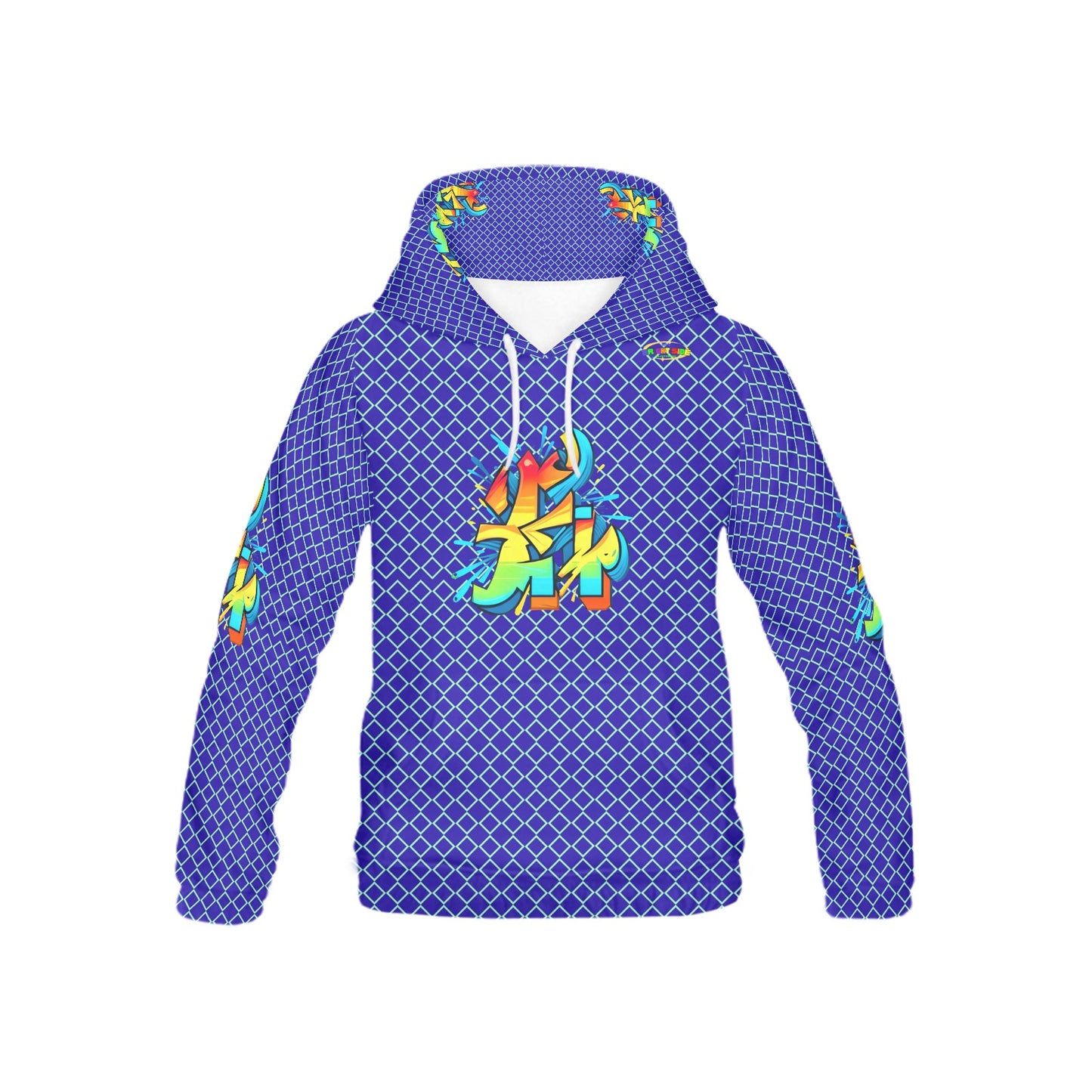 Bright Blue Fun Alphabet Graffiti Pattern Children's Hoodie-My Bright Side Clothing