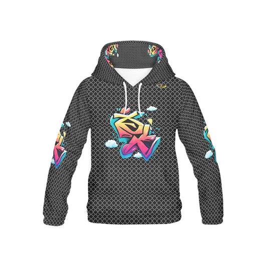 Black Fun Alphabet Graffiti Pattern Children's Hoodie-My Bright Side Clothing