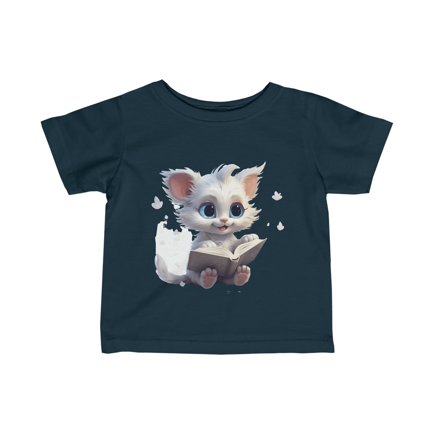 Cute Kitten Reading a Book Infant Fine Jersey Tee-My Bright Side Clothing