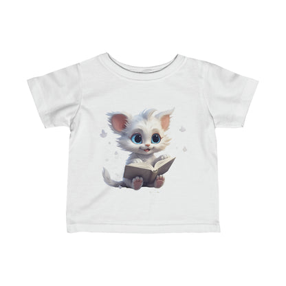 Cute Kitten Reading a Book Infant Fine Jersey Tee-My Bright Side Clothing