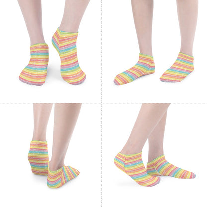 Grunge Pastel Strip Rainbow Pattern Children's Comfortable Socks -5 Pairs -MyBrightSideClothing