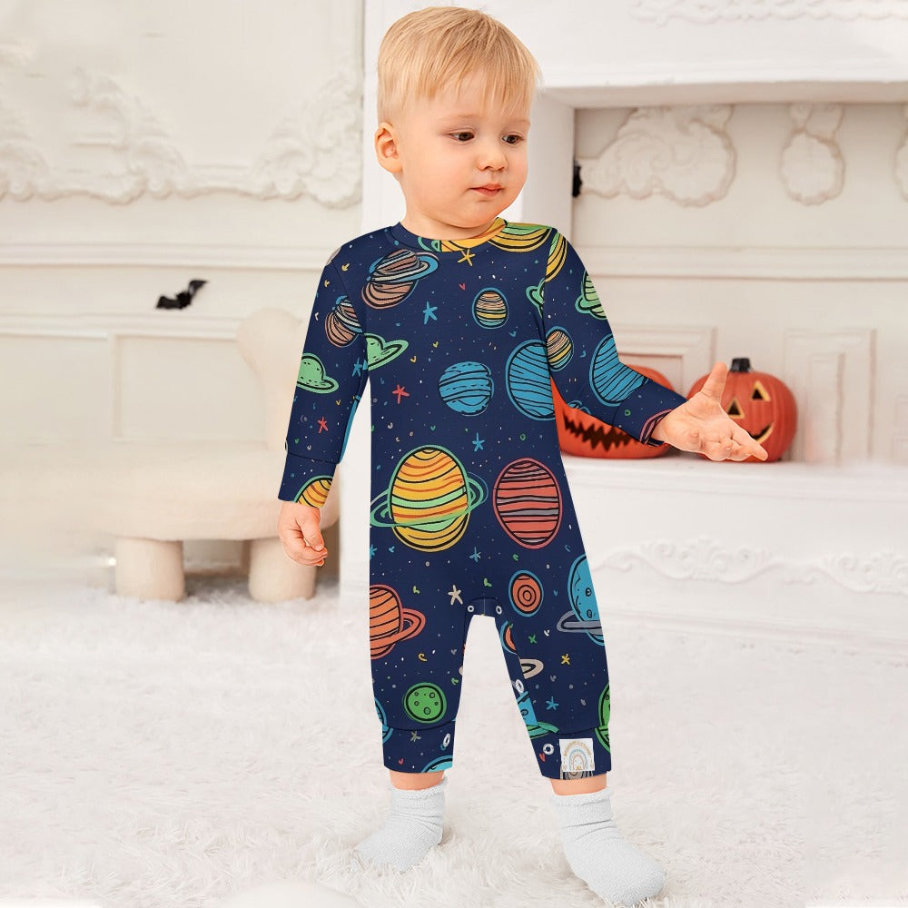 Stars & Planets Baby Romper Blue