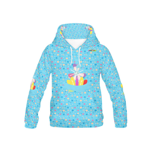 Beautiful Bright Blue Rainbow Flowers Pattern and Graphic Children's Hoodie-My Bright Side Clothing