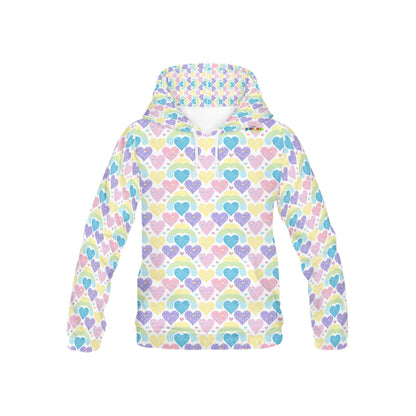 Beautiful Pastel Rainbow Heart pattern Children's Hoodie-My Bright Side Clothing