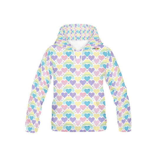 Beautiful Pastel Rainbow Heart pattern Children's Hoodie-My Bright Side Clothing