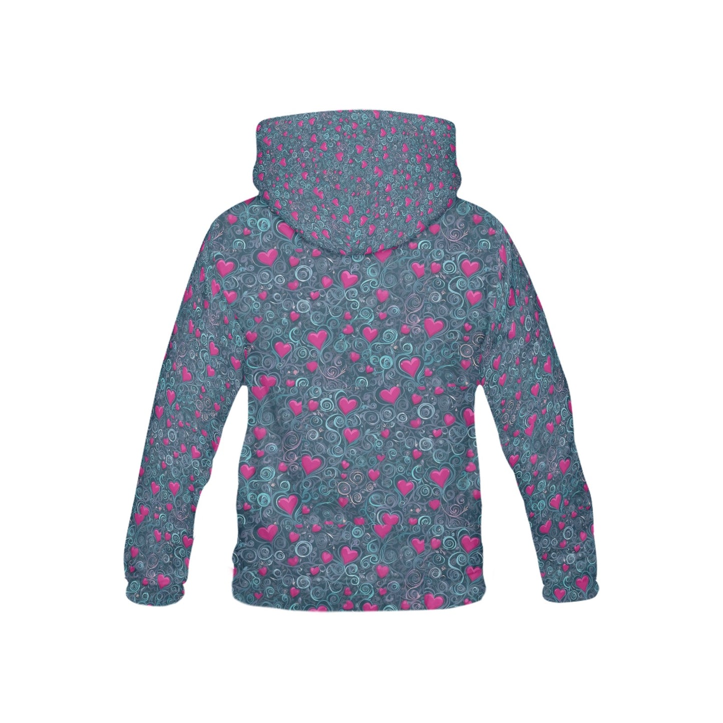 Beautiful Dark Heart Grey and Pink Heart Pattern Children's Hoodie-My Bright Side Clothing