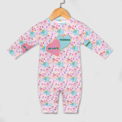 Cute Pink Pastel Trunks of Love  Elephant Baby Romper--My Bright Side Clothing