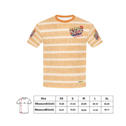 Orange Retro Stripped Pattern and logo Children's T-Shirt-My Bright Side Clothing