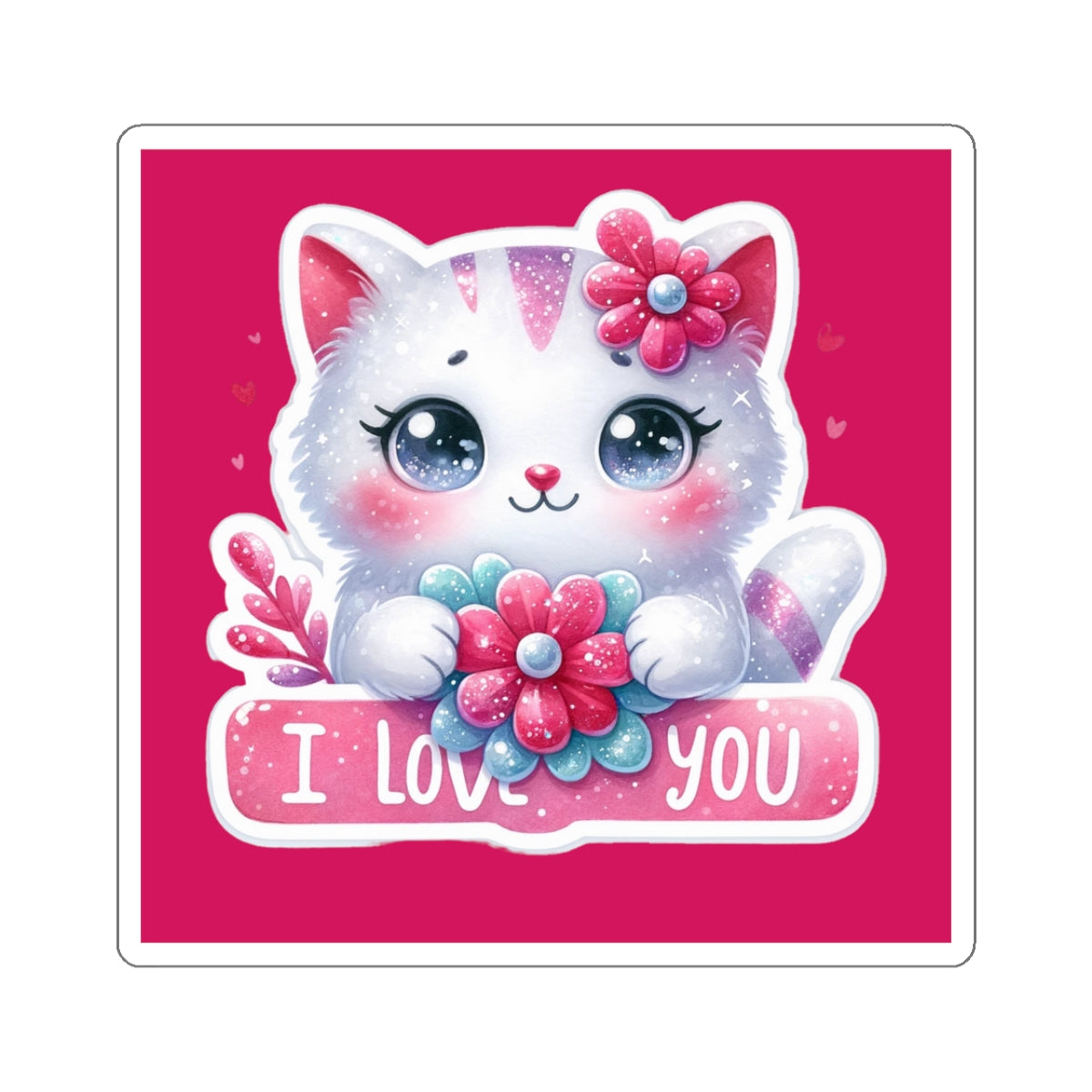 Cute and Sweet Happy Valentines Kitten-Kiss-Cut Sticker-My Bright Side Clothing