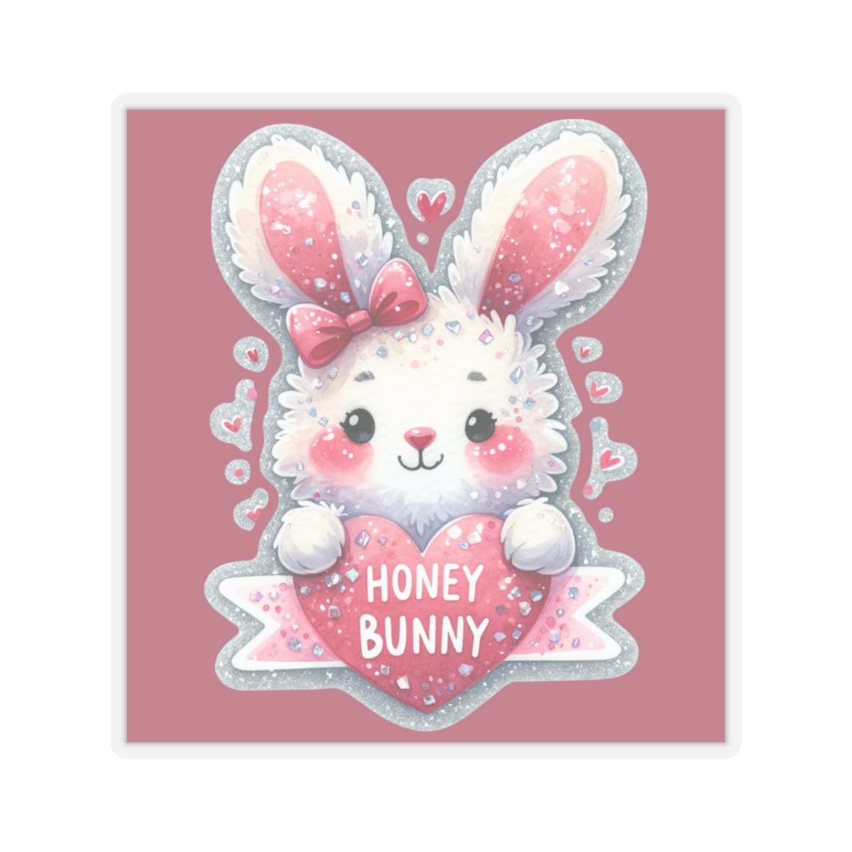 Cute and Sweet Happy Valentines Bunny-Kiss-Cut Sticker-My Bright Side Clothing