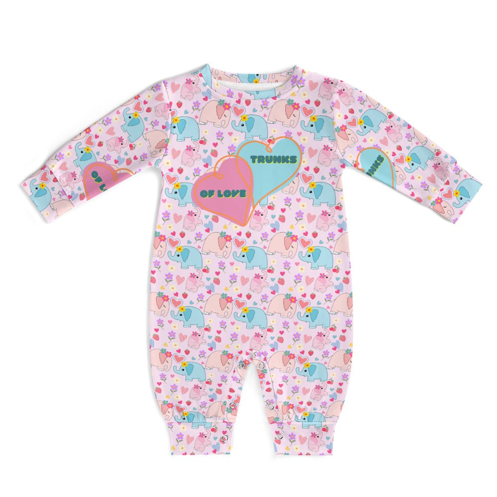 Cute Pink Pastel Trunks of Love  Elephant Baby Romper--My Bright Side Clothing