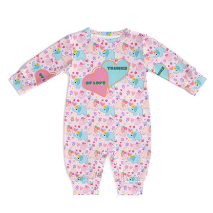 Cute Pink Pastel Trunks of Love  Elephant Baby Romper--My Bright Side Clothing