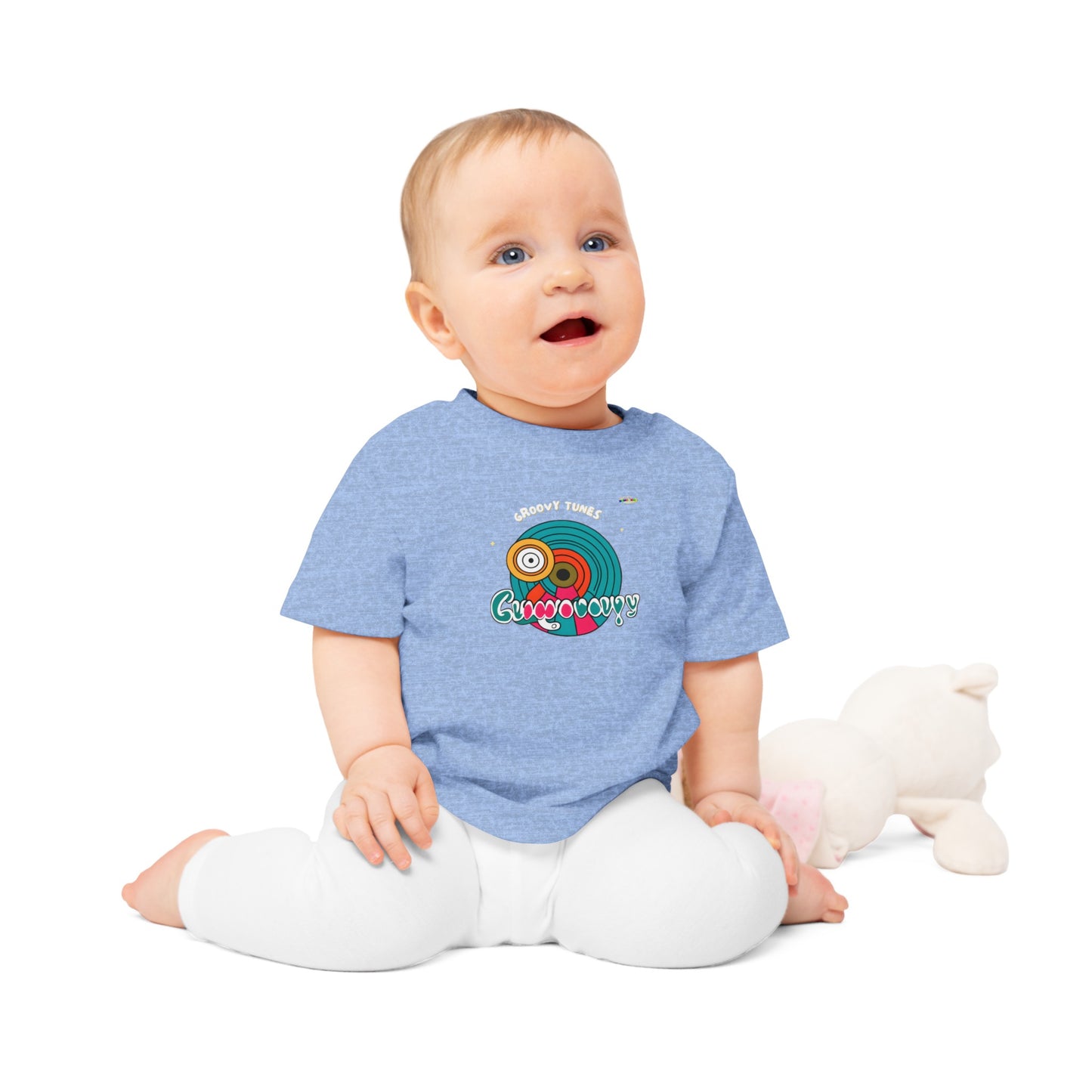 Cute Groovy Tunes Retro record Logo Baby T-Shirt -MyBrightSideClothing