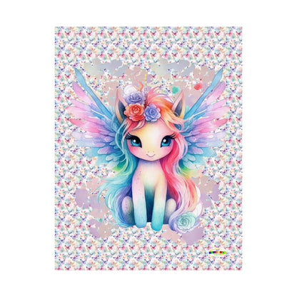 Beautiful Floral Butterfly Unicorn Graphic Matte Vertical Poster-My Bright Side Clothing