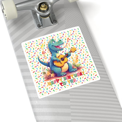 Cute Happy Birthday Dino Kiss-Cut Sticker-My Bright Side Clothing