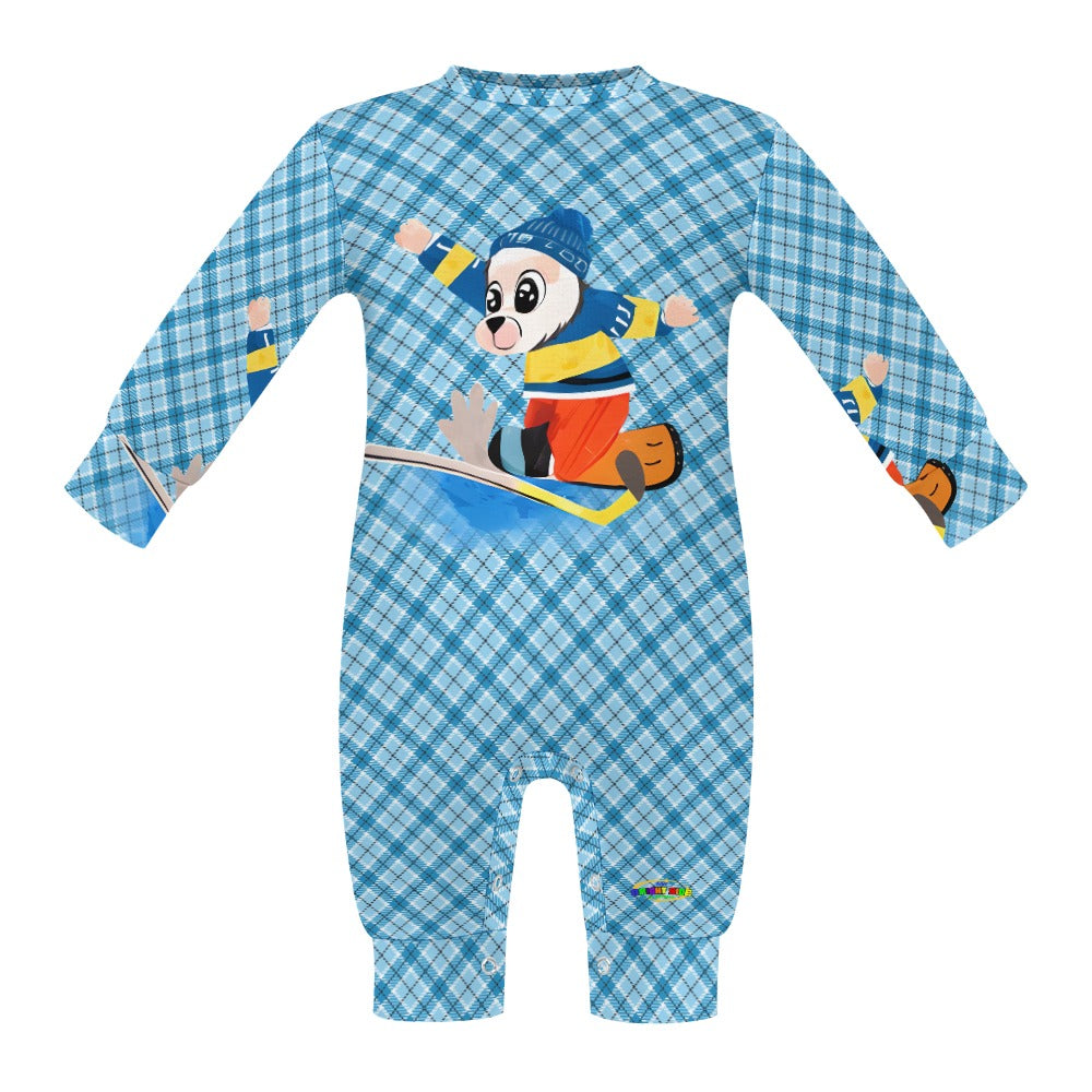 Cute Hockey Goalie Cartoon Bear Baby Romper-My Bright Side Clothing