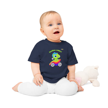 Cute Roaring Wheels Baby Dino Logo Baby T-Shirt -MyBrightSideClothing