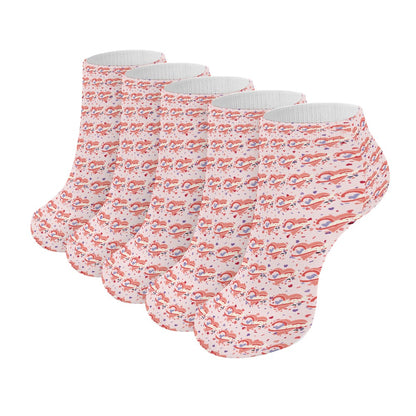 Pastel Pink Heart Pattern Children's Comfortable Socks -5 Pairs -MyBrightSideClothing