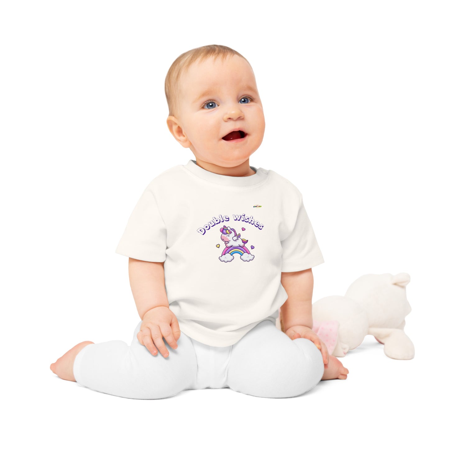 Cute Double Wishes Rainbow Unicorn Graphic Baby T-Shirt-My Bright Side Clothing