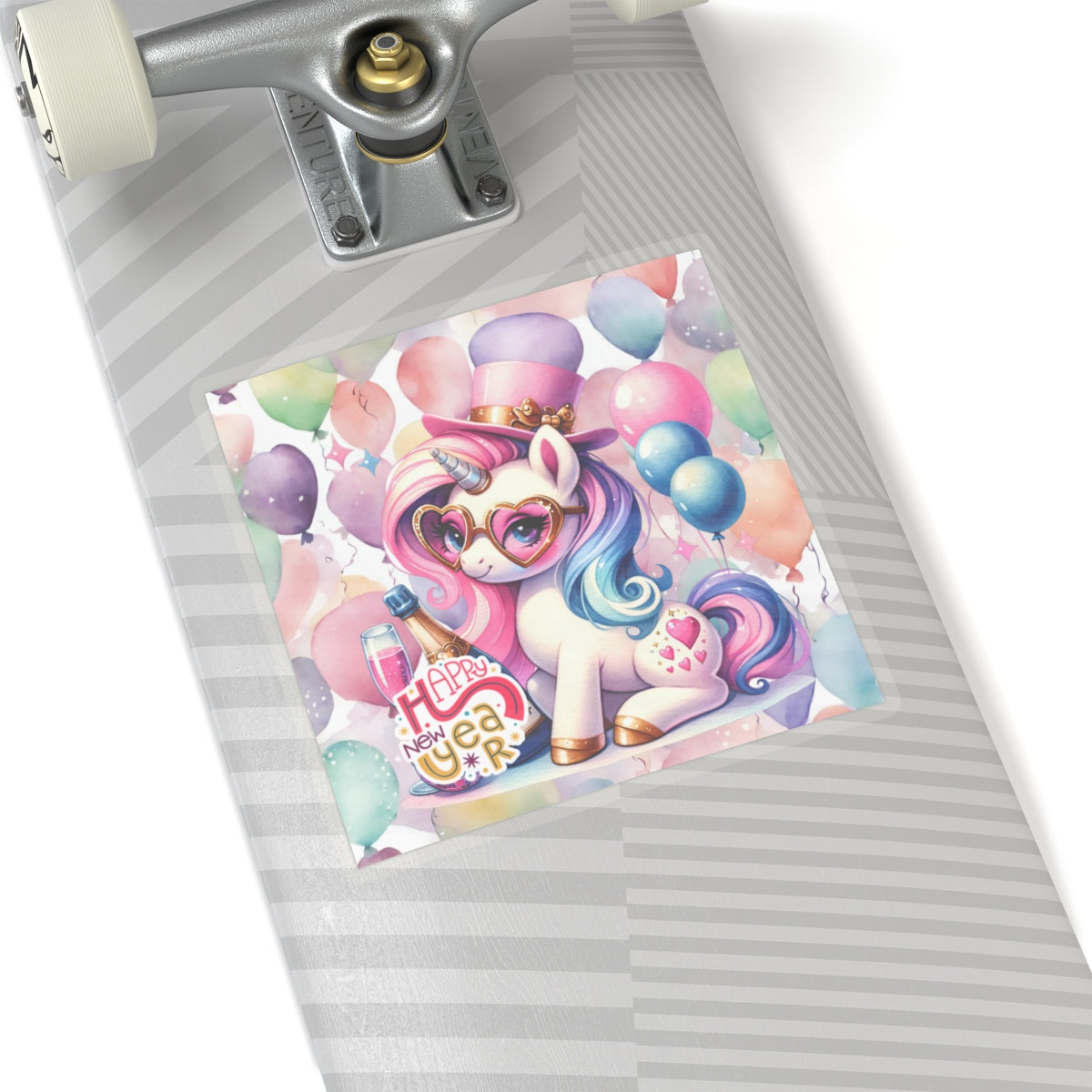 Happy New Year Pastel Unicorn Kiss-Cut Sticker-My Bright Side Clothing