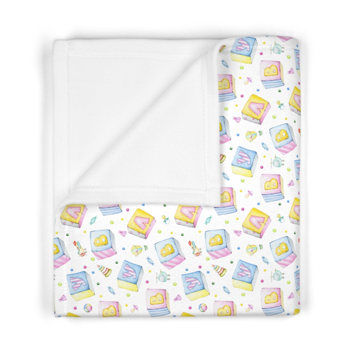 Cute Pastel ABC Baby Blocks Pattern Soft Fleece Baby Blanket--My Bright Side Clothing