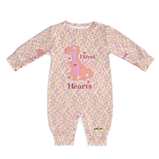 Cute I Steal Hearts Pastel Dino Baby Romper-My Bright Side Clothing