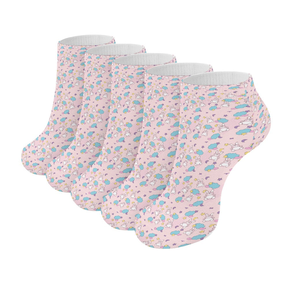 Cute Pastel Bunny Pattern Children's Comfortable Socks -5 Pairs -MyBrightSideClothing