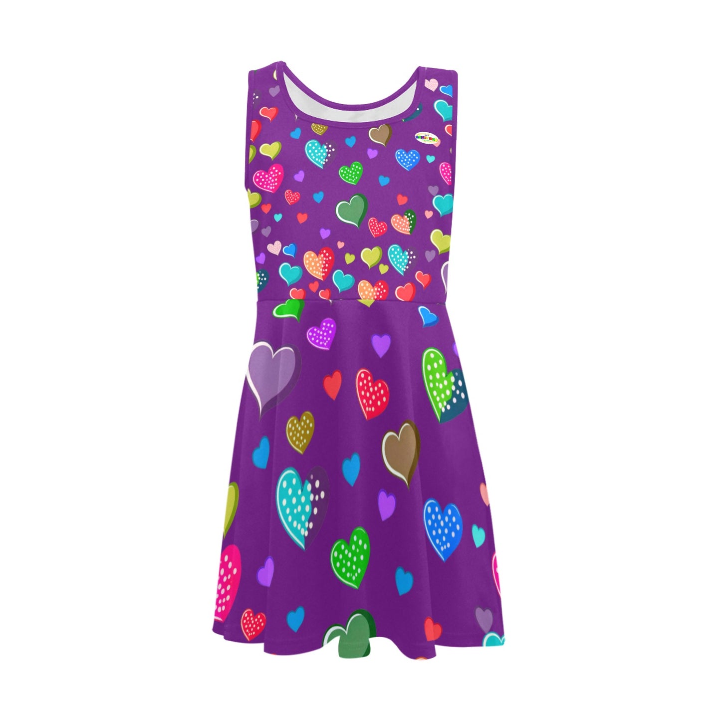 Beautiful Purple Heart Pattern Children's Sleeveless Sundress -My Bright Side Clothing