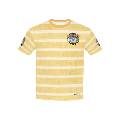 Yellow Retro Stripped Pattern and logo Children's T-Shirt-My Bright Side Clothing