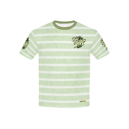 Light Green Retro Stripped Pattern and logo Children's T-Shirt-My Bright Side Clothing