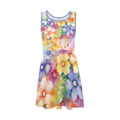 Beautiful Flower Rainbow Children's Sleeveless Sundress -My Bright Side Clothing