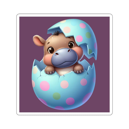 Cute and Sweet Little Hippo Easter Egg -Kiss-Cut Sticker-My Bright Side Clothing