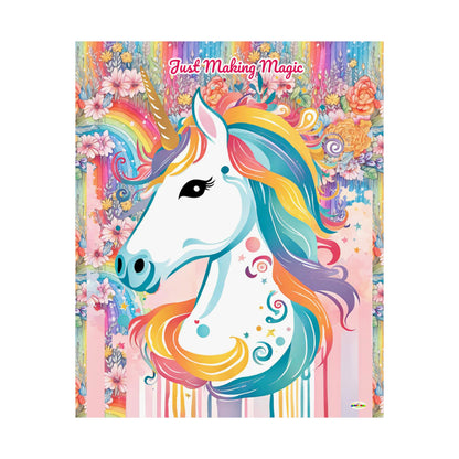 Just Making Magic-Beautiful Rainbow Flower Unicorn Matte Vertical Poster-My Bright Side Clothing