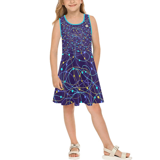 Beautiful Blue Swirls Pattern Children's Sleeveless Sundress-My Bright Side Clothing