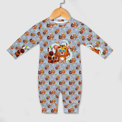 Cute Dizzy Cat Pattern Baby Romper-My Bright Side Clothing