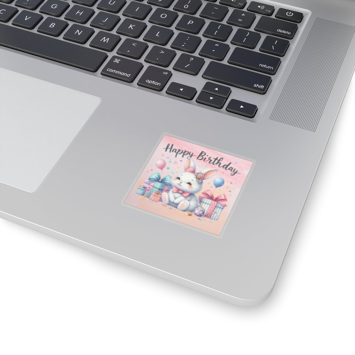 Cute Bunny Happy Birthday Kiss-Cut Sticker-My Bright Side Clothing