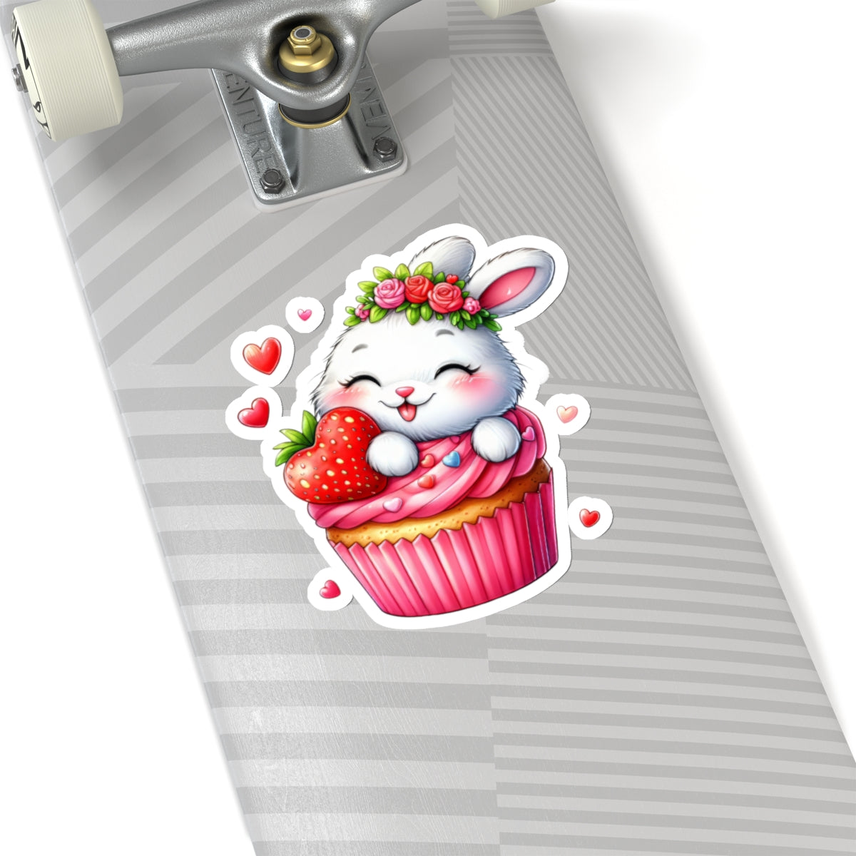 Cute and Sweet Little Cupcake Bunny Valentines -Kiss-Cut Sticker-My Bright Side Clothing