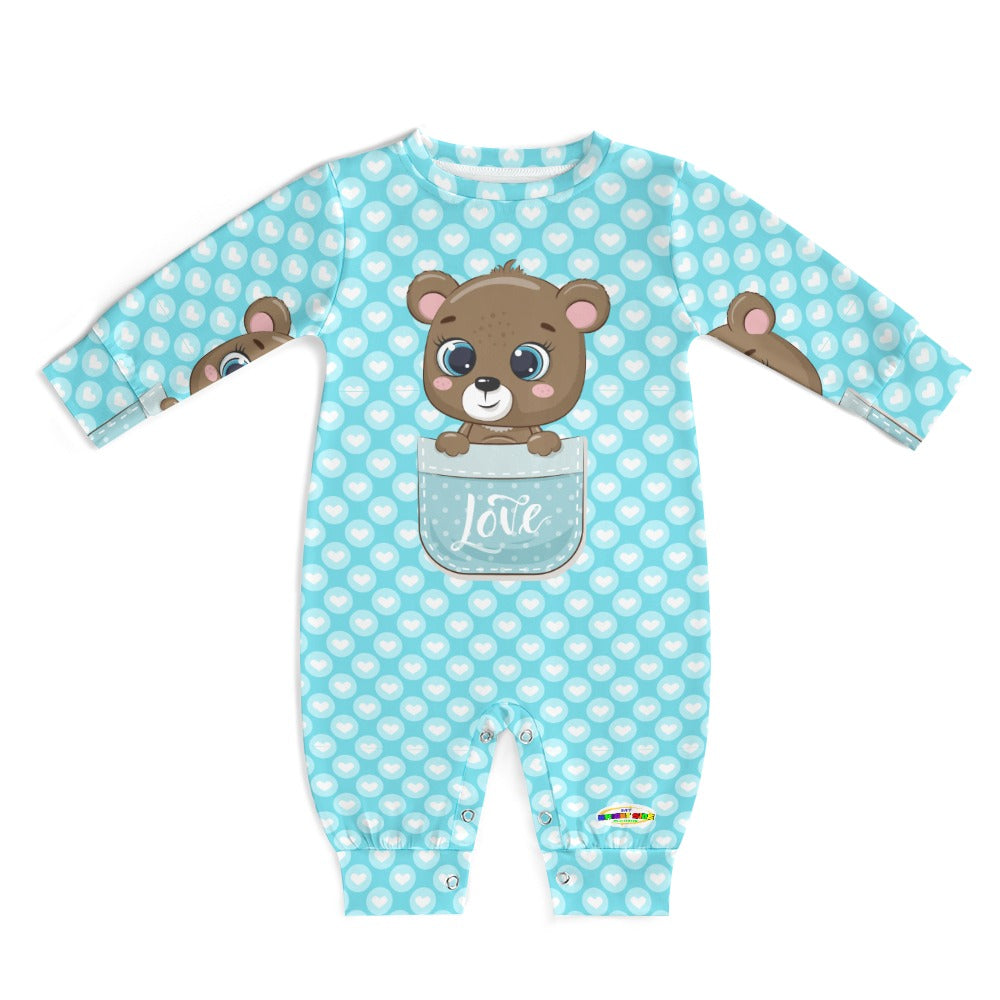 Cute Heart Pattern Love Baby Bear Pocket Friend Baby Romper-My Bright Side Clothing