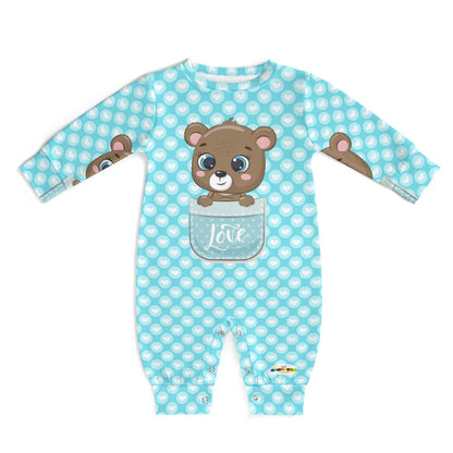 Cute Heart Pattern Love Baby Bear Pocket Friend Baby Romper-My Bright Side Clothing