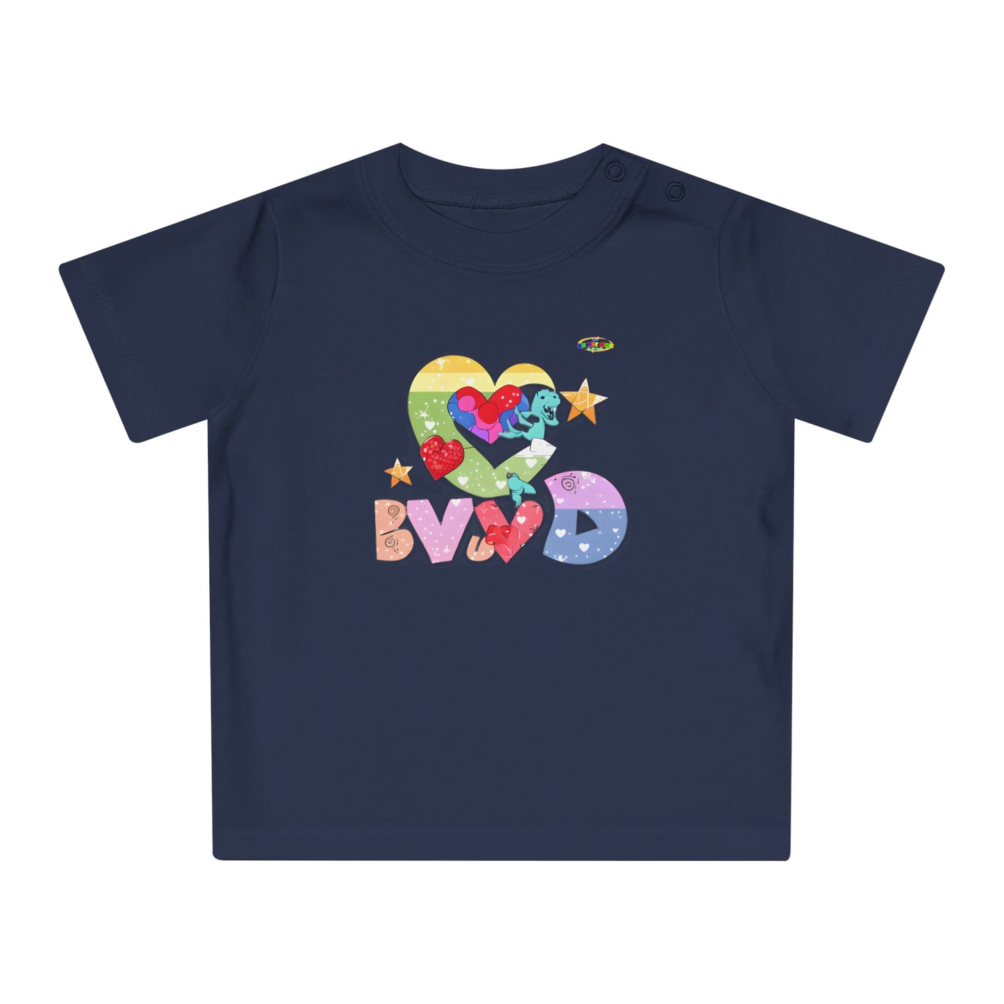 Cute Roaring Love Dino Graphic Baby T-Shirt-mybrigtsideclothing.com