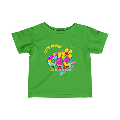 Cute Lets Bloom Summer Flower Graphic Infant Fine Jersey Tee-My Bright Side Clothing