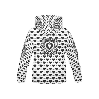 Black and White Heart Pattern and Graphic Children's Hoodie-My Bright Side Clothing